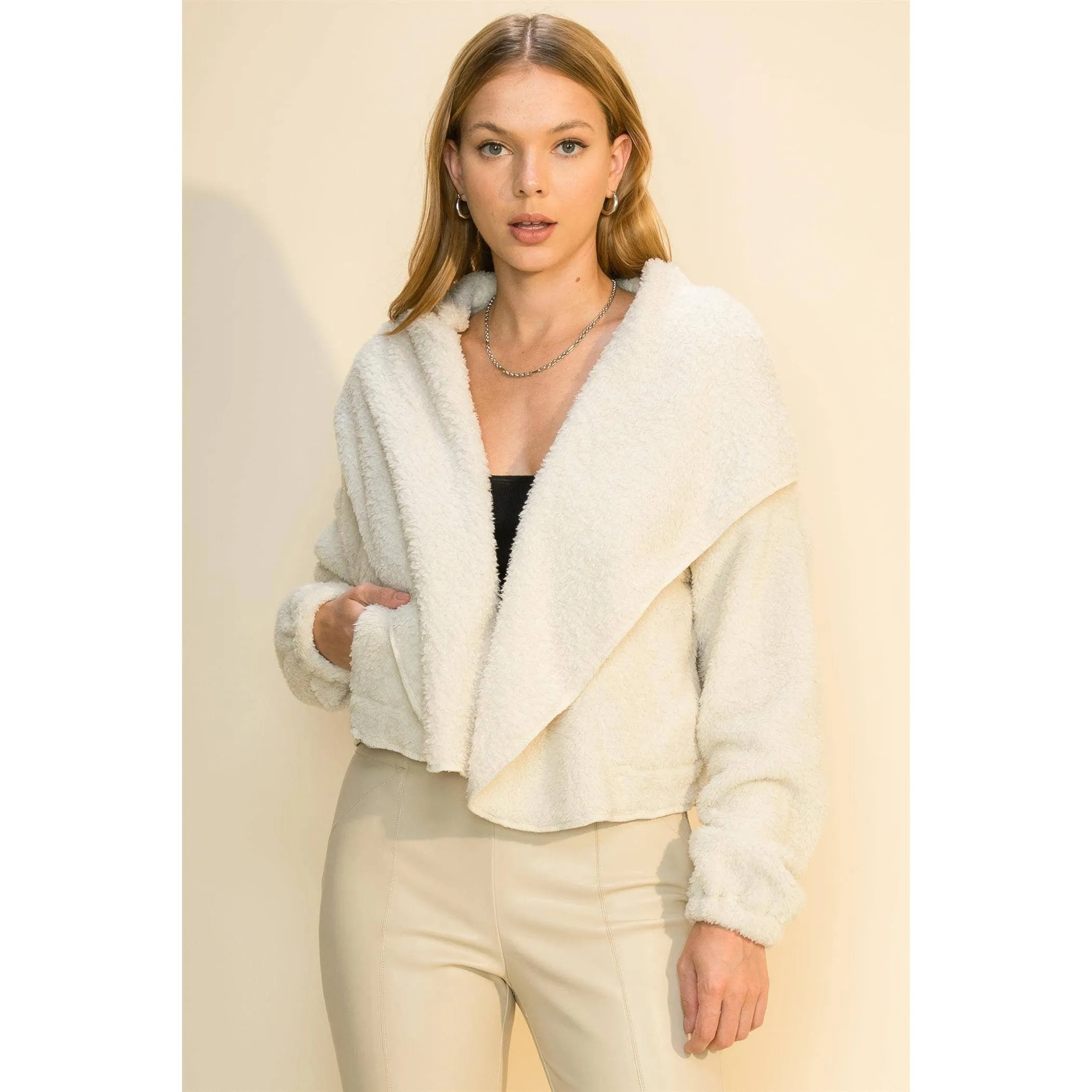 Beige Faux Fur Jacket