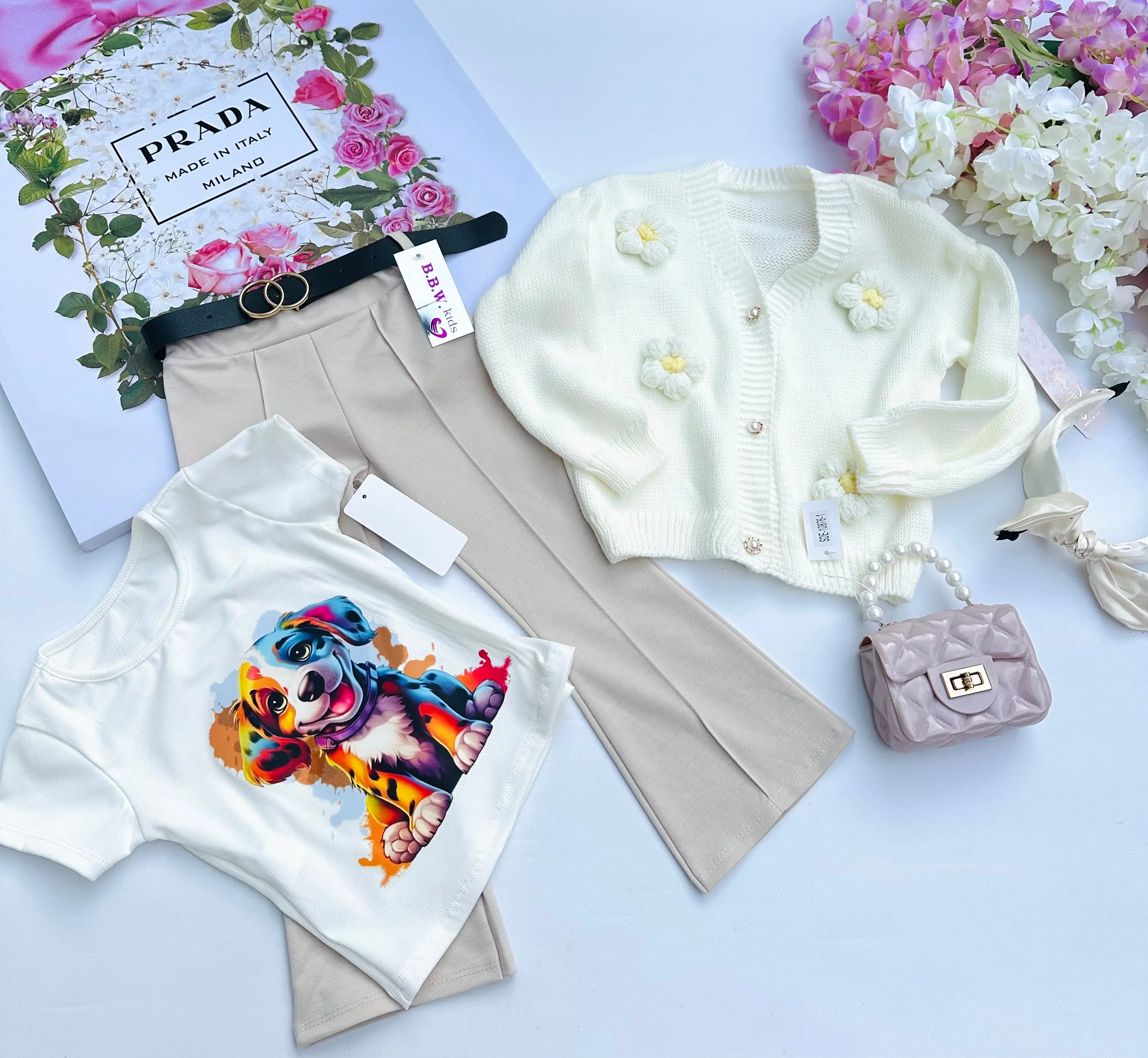 Beige flared pants