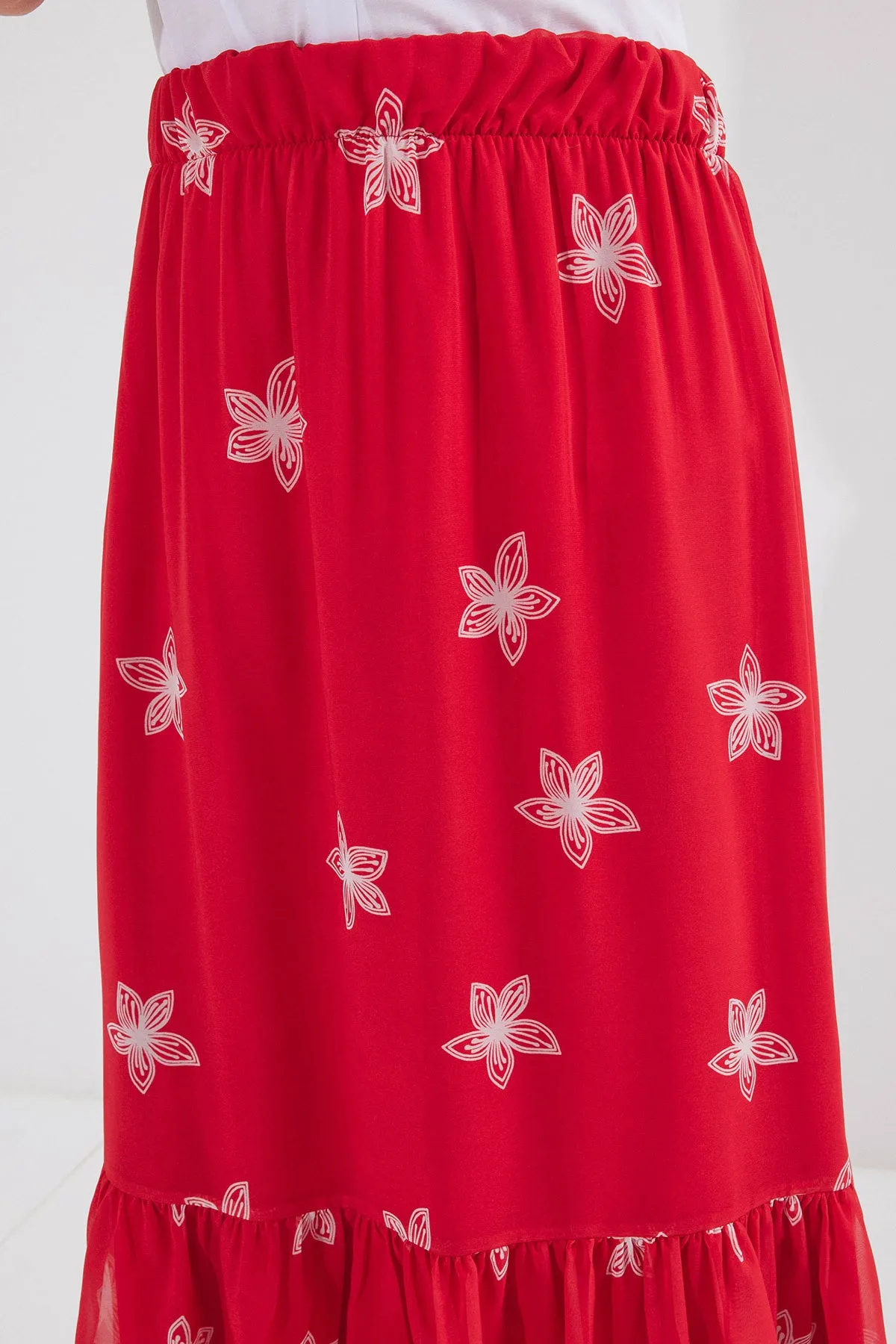 BGD Women Patterned Chiffon Skirt - Dark Red - Avondale