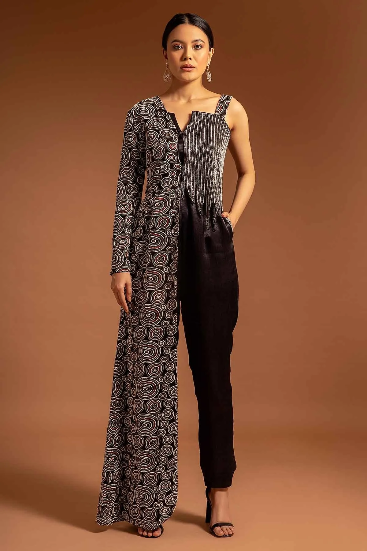 Black Beads Embroidered Jumpsuit