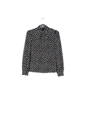 Black polka dot turtleneck top