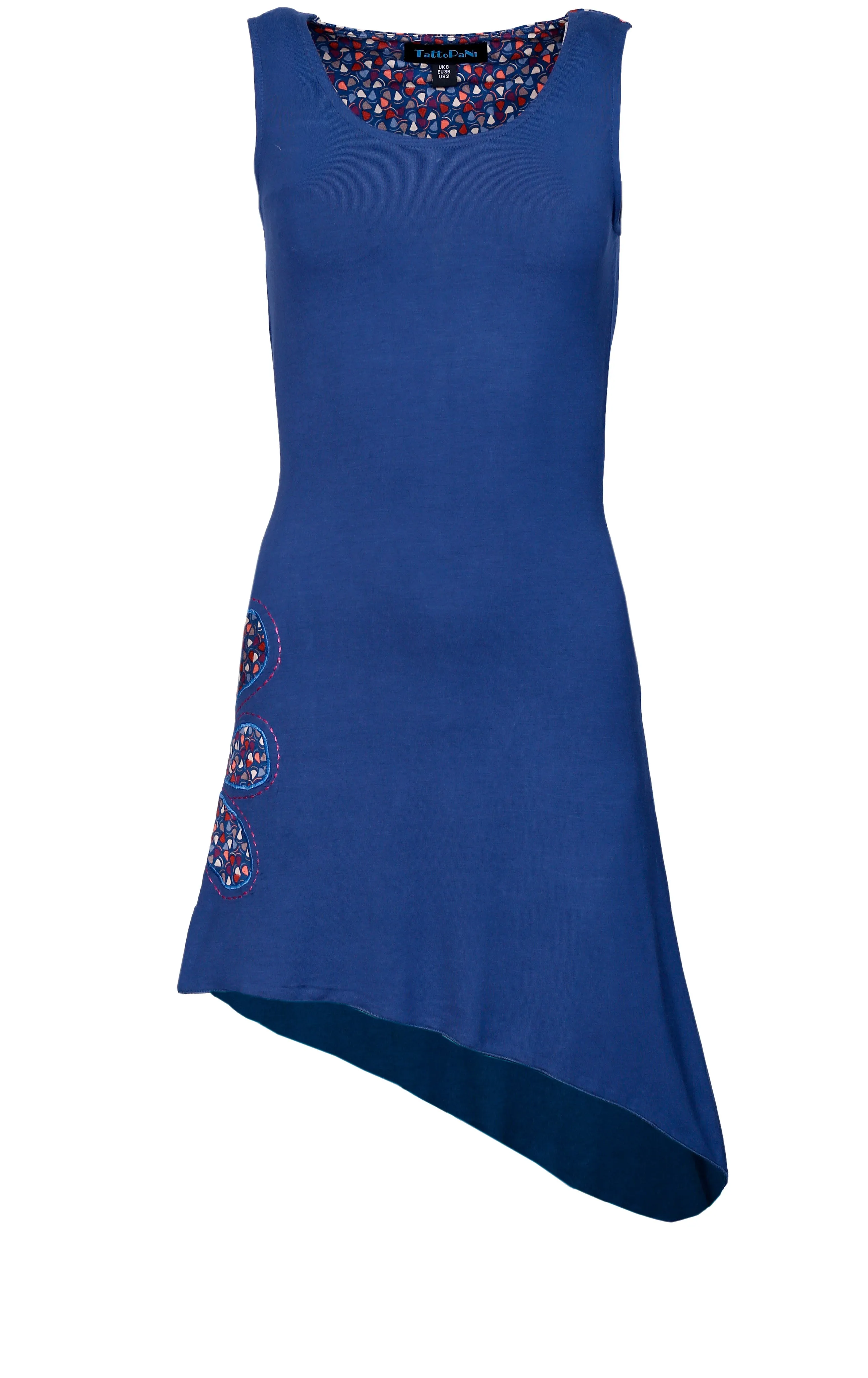 blue-sleeveless-dress-with-colorfull-print-in-back