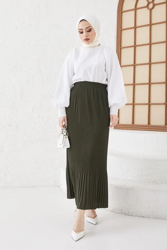 BNG Women - Pleated Hijab Skirt Khaki - Clermont