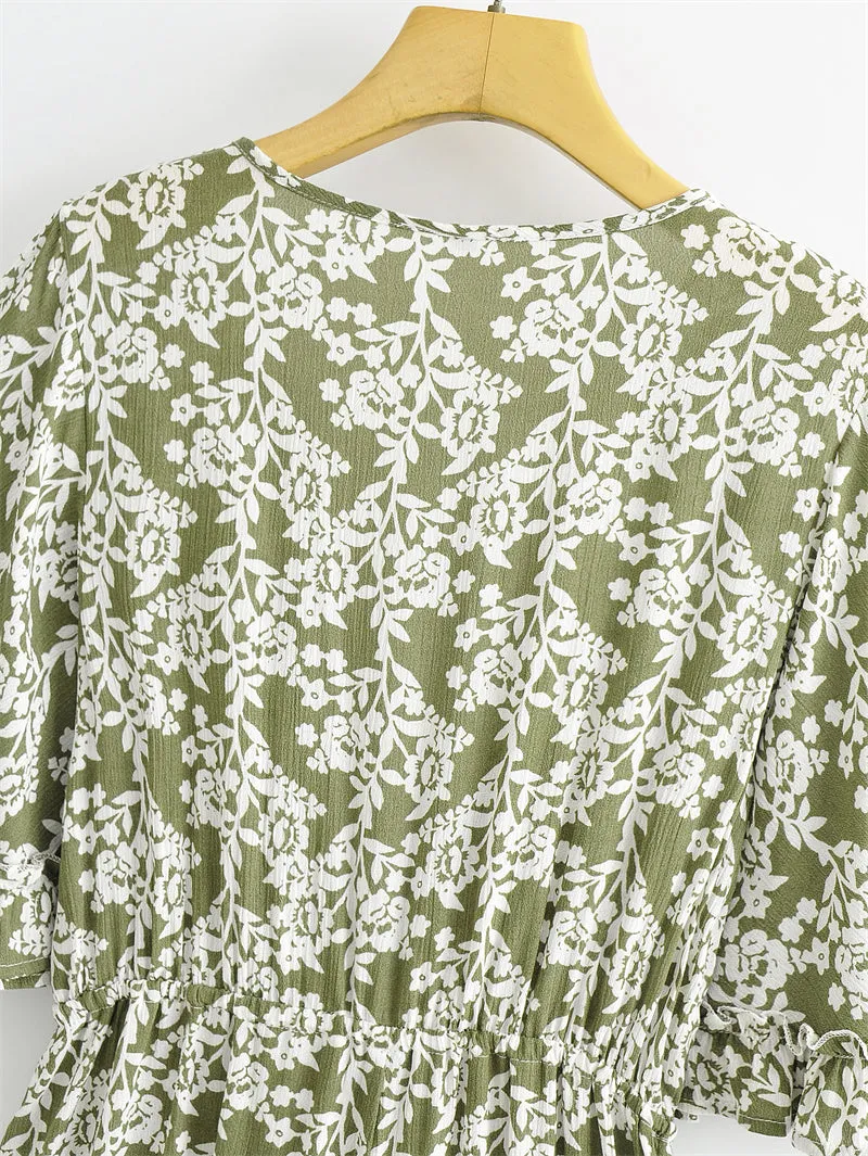 Boho Jumpsuit, Boho Romper, Playsuit, Florence in Green