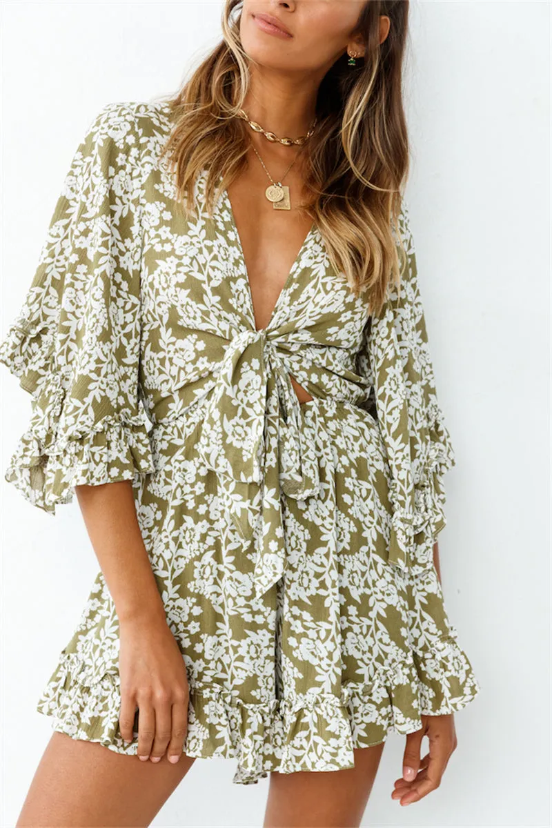 Boho Jumpsuit, Boho Romper, Playsuit, Florence in Green