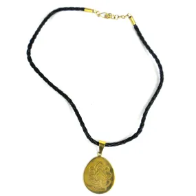 Bomb Shell Etched Lotus Pendant on Cord Craftworks Cambodia
