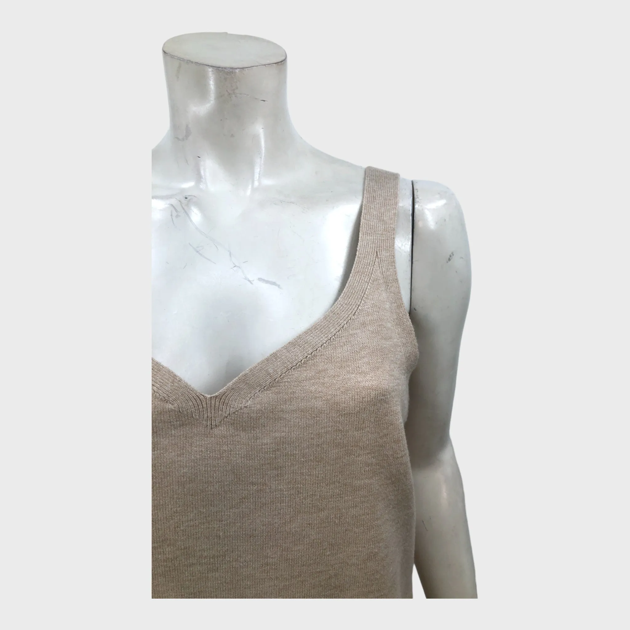 Branded Tan Knitted Camisole Top - Size 16