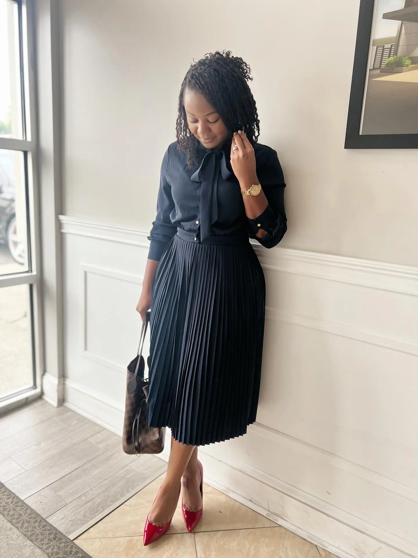 Britain Navy Pleated Dress