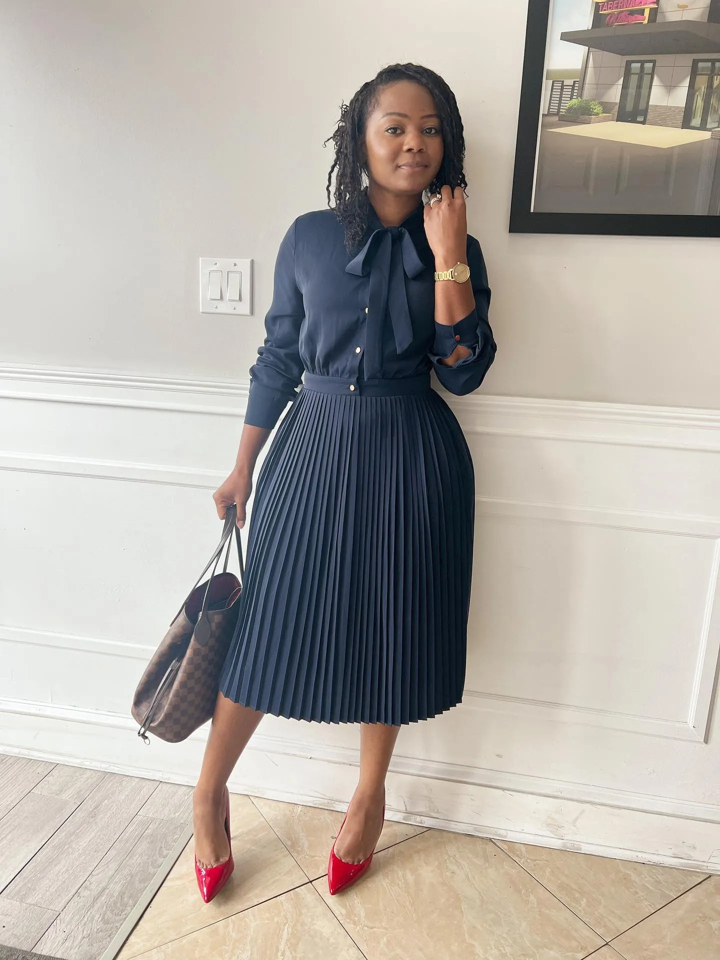 Britain Navy Pleated Dress
