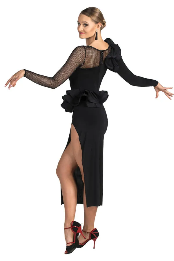 Broadway Frill Dress in Black