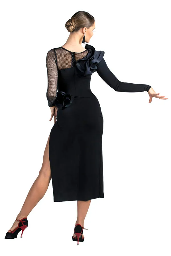 Broadway Frill Dress in Black