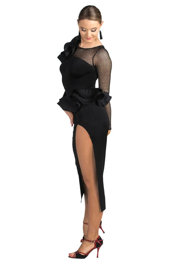 Broadway Frill Dress in Black