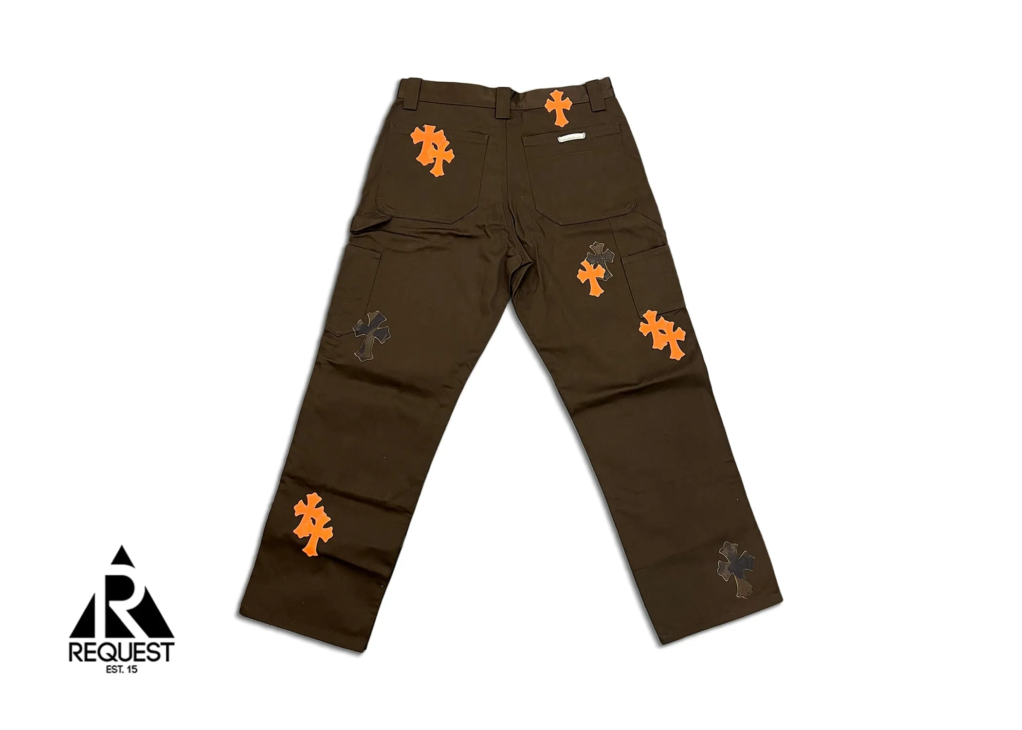 Brown Chino Pants "Orange & Camo Crosses"
