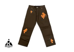 Brown Chino Pants "Orange & Camo Crosses"