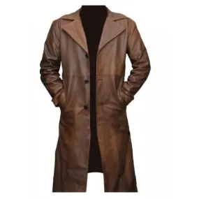 Bruce Wayne Brown Leather Coat
