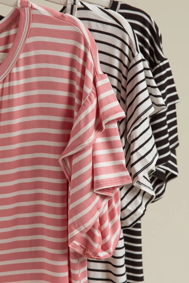 BT1429-06 | STRIPE JERSEY KNIT WITH DOUBLE LAYER RUFFLED