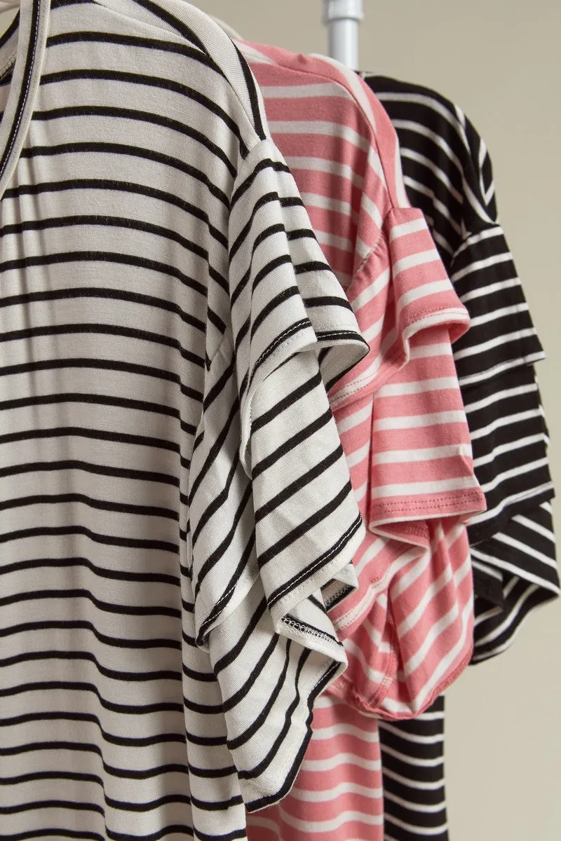 BT1429-06 | STRIPE JERSEY KNIT WITH DOUBLE LAYER RUFFLED