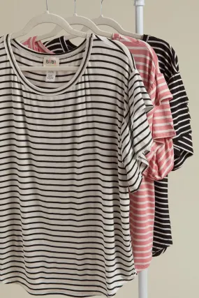 BT1429-06 | STRIPE JERSEY KNIT WITH DOUBLE LAYER RUFFLED