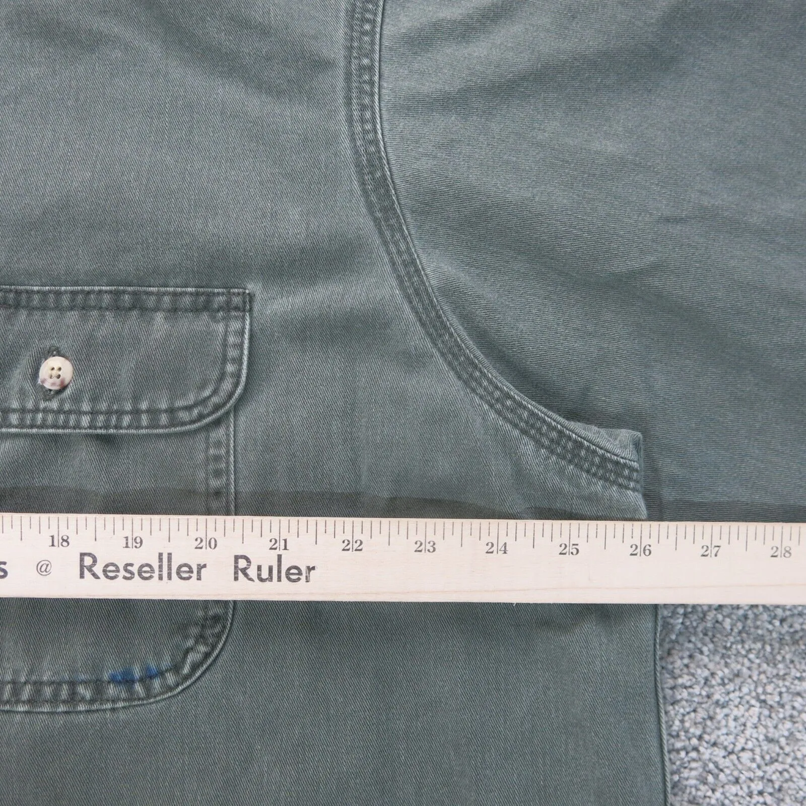 Carhartt Shirt Mens Green XL Button Down Insulated Workwear Long Sleeve Cotton