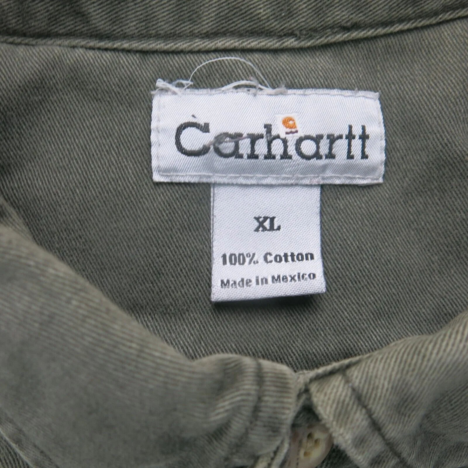 Carhartt Shirt Mens Green XL Button Down Insulated Workwear Long Sleeve Cotton