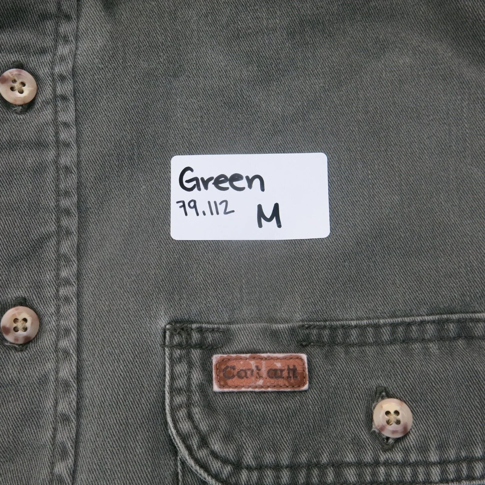 Carhartt Shirt Mens Green XL Button Down Insulated Workwear Long Sleeve Cotton