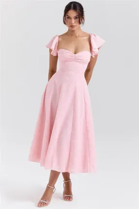 Caroline Butterfly Sleeve Backless Sexy Midi Dress