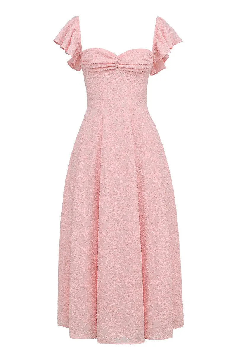 Caroline Butterfly Sleeve Backless Sexy Midi Dress
