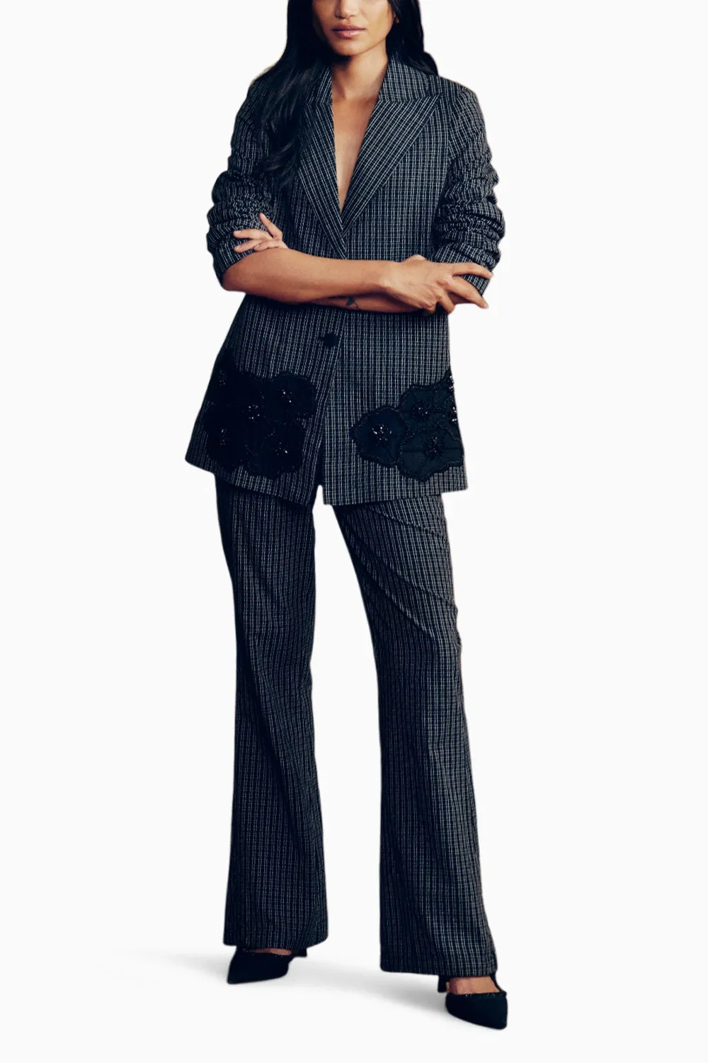 Check Embellished Pantsuit