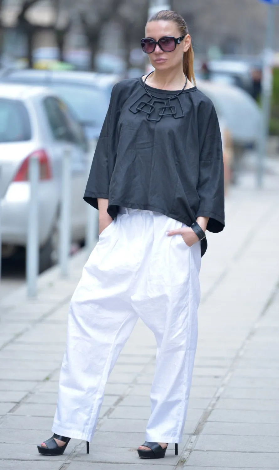 CHERRY Linen Drop Crotch Pants