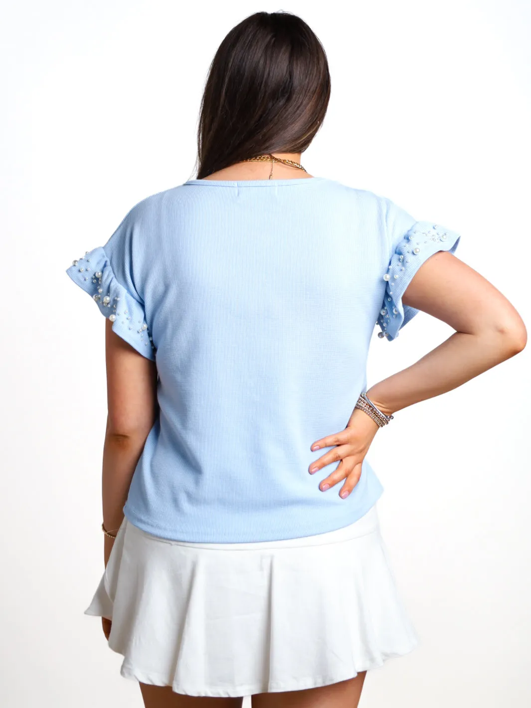 Chicest Trend Pearl Sleeve Knit Top