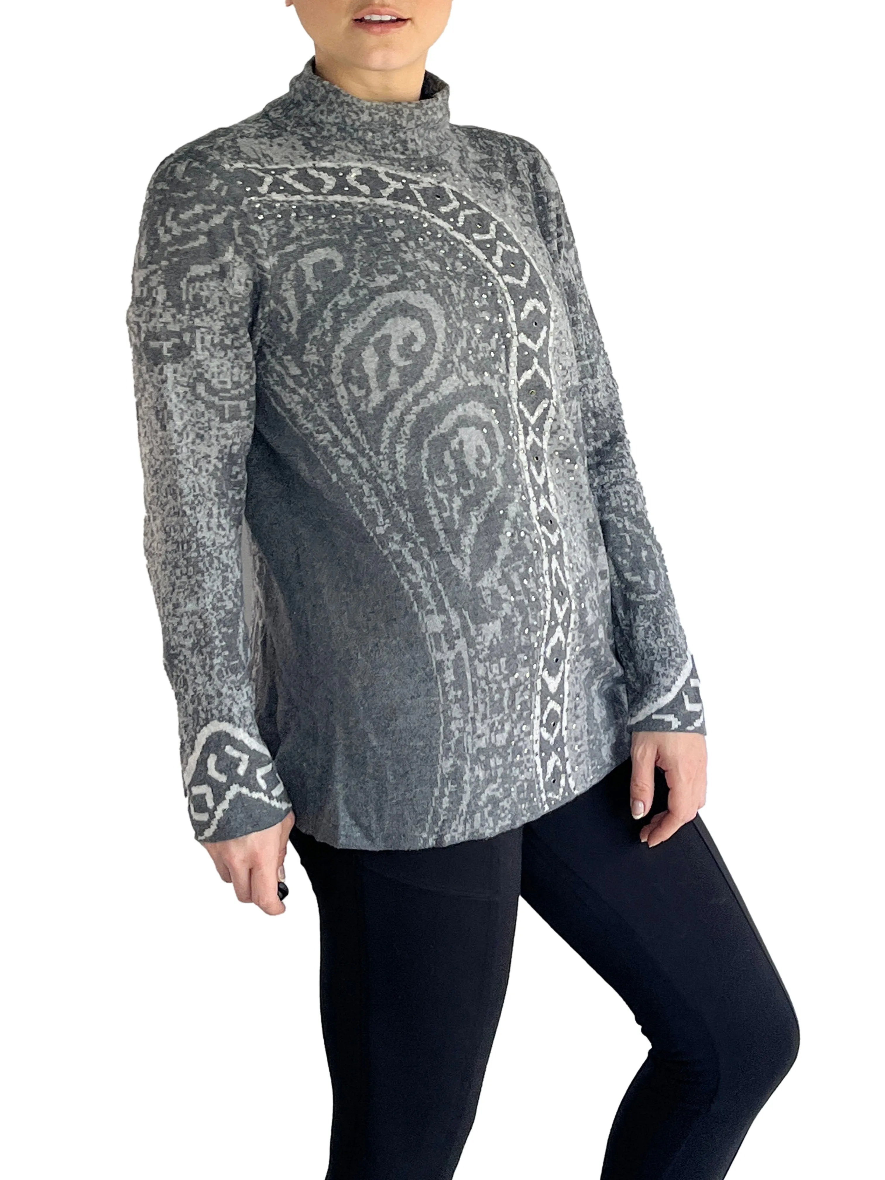 Chico's Top Sweater Turtleneck Gray Size 1 SKU 000048