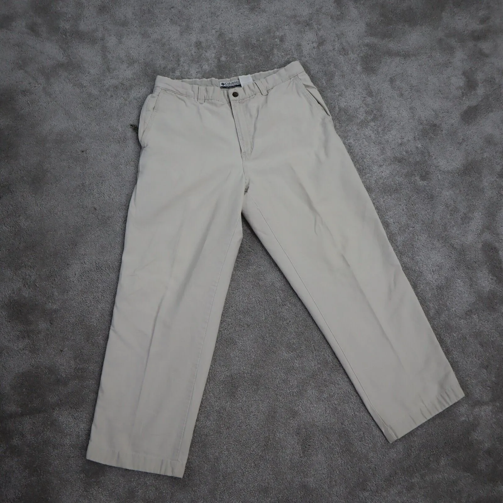 Columbia Pant Mens Size 32W Solid Light Beige Chino Outdoor 100% Cotton Pockets