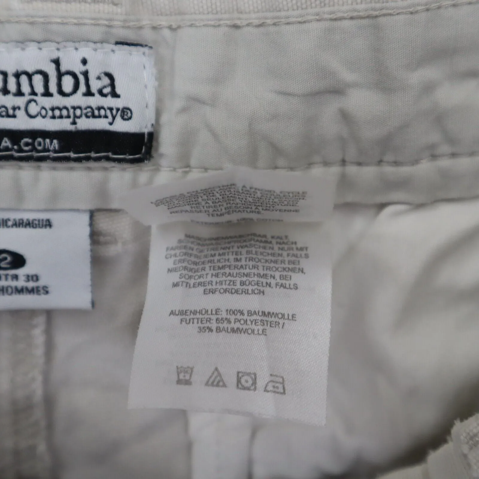 Columbia Pant Mens Size 32W Solid Light Beige Chino Outdoor 100% Cotton Pockets