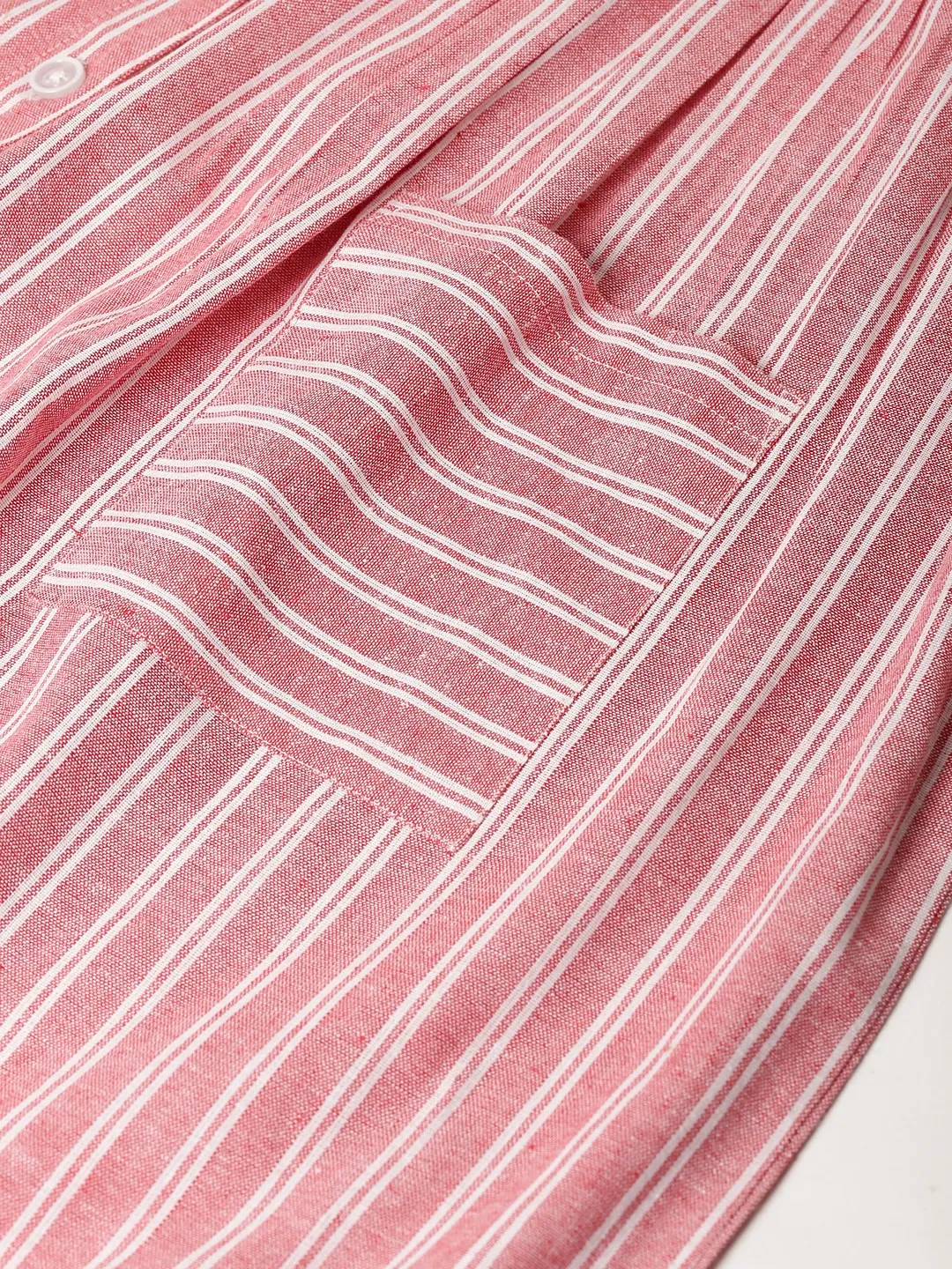 Cottinfab Red & White Striped A-Line Midi Dress