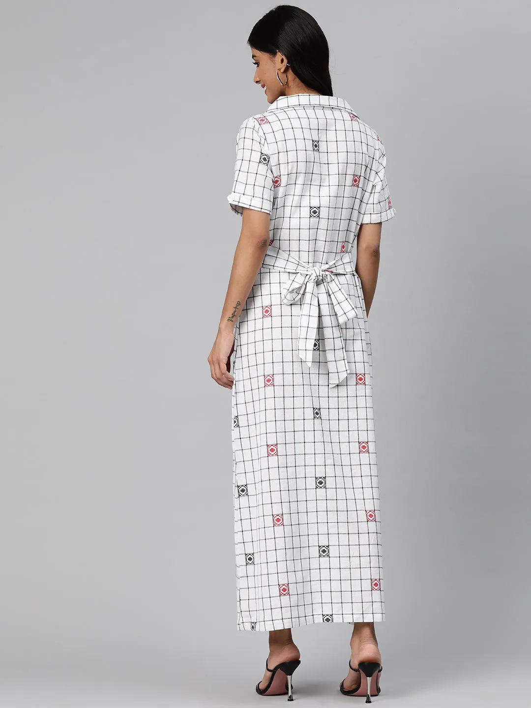 Cottinfab Women Checkered Shirt Dress