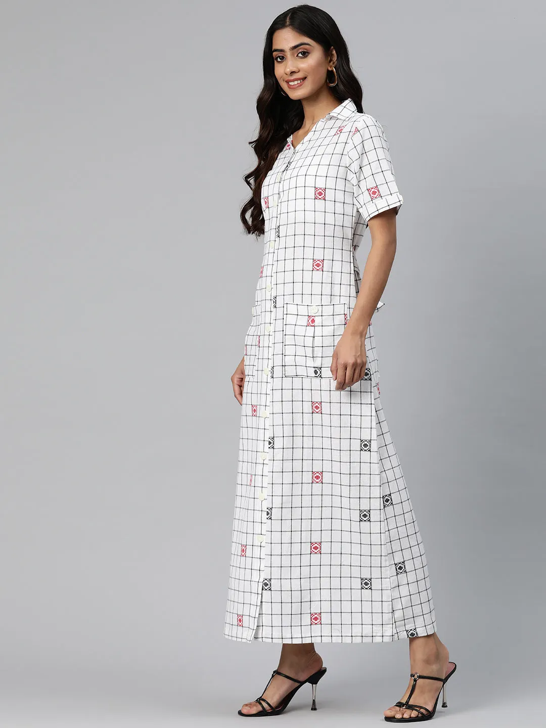 Cottinfab Women Checkered Shirt Dress