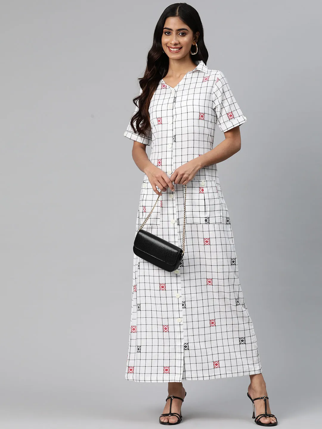 Cottinfab Women Checkered Shirt Dress