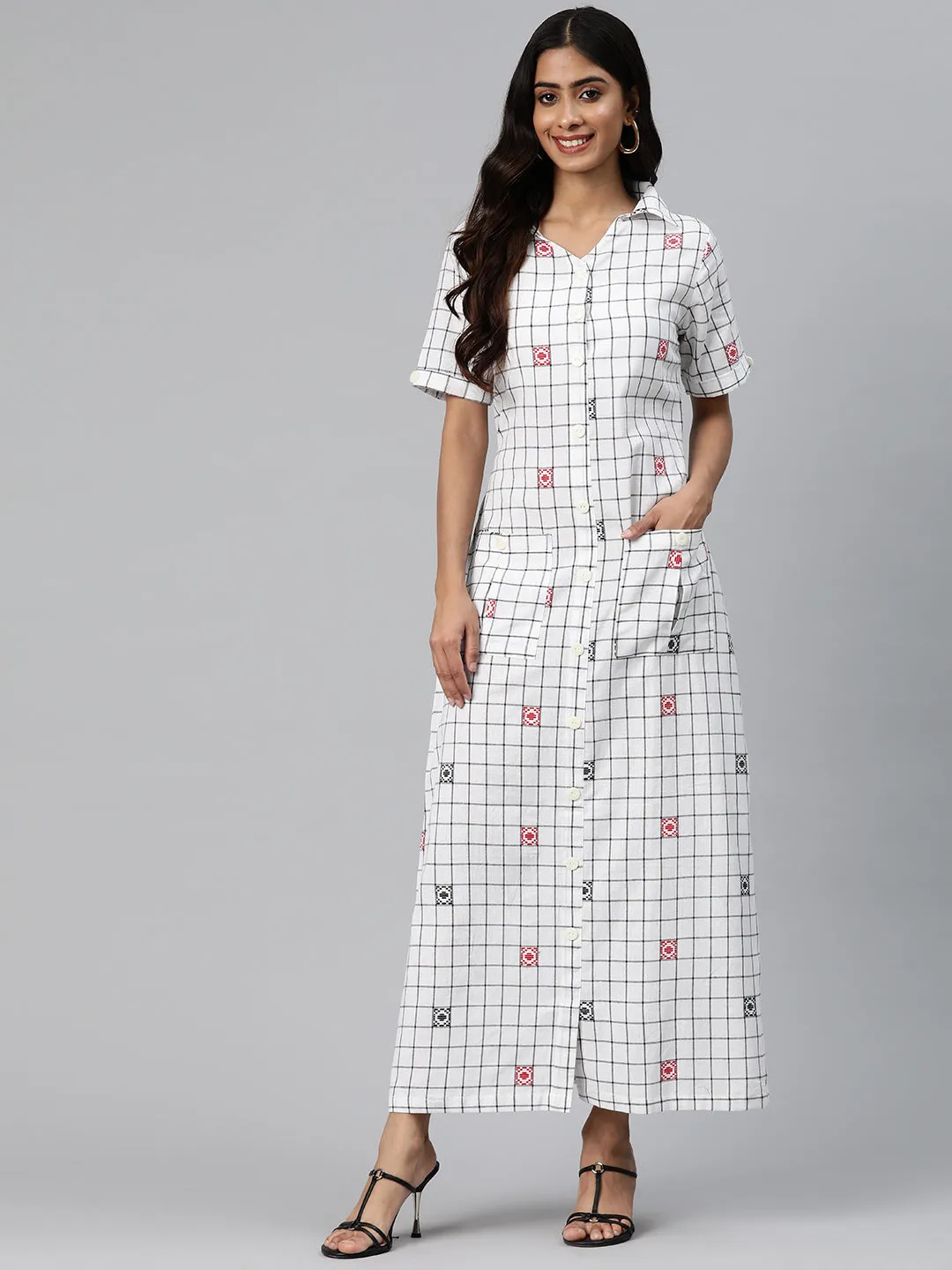 Cottinfab Women Checkered Shirt Dress
