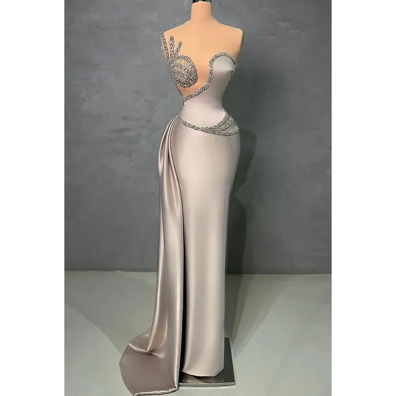 Couture & Ornate Sleeveless V-neck Sheath Formal Prom Dress