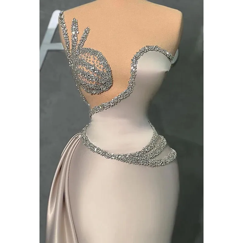 Couture & Ornate Sleeveless V-neck Sheath Formal Prom Dress
