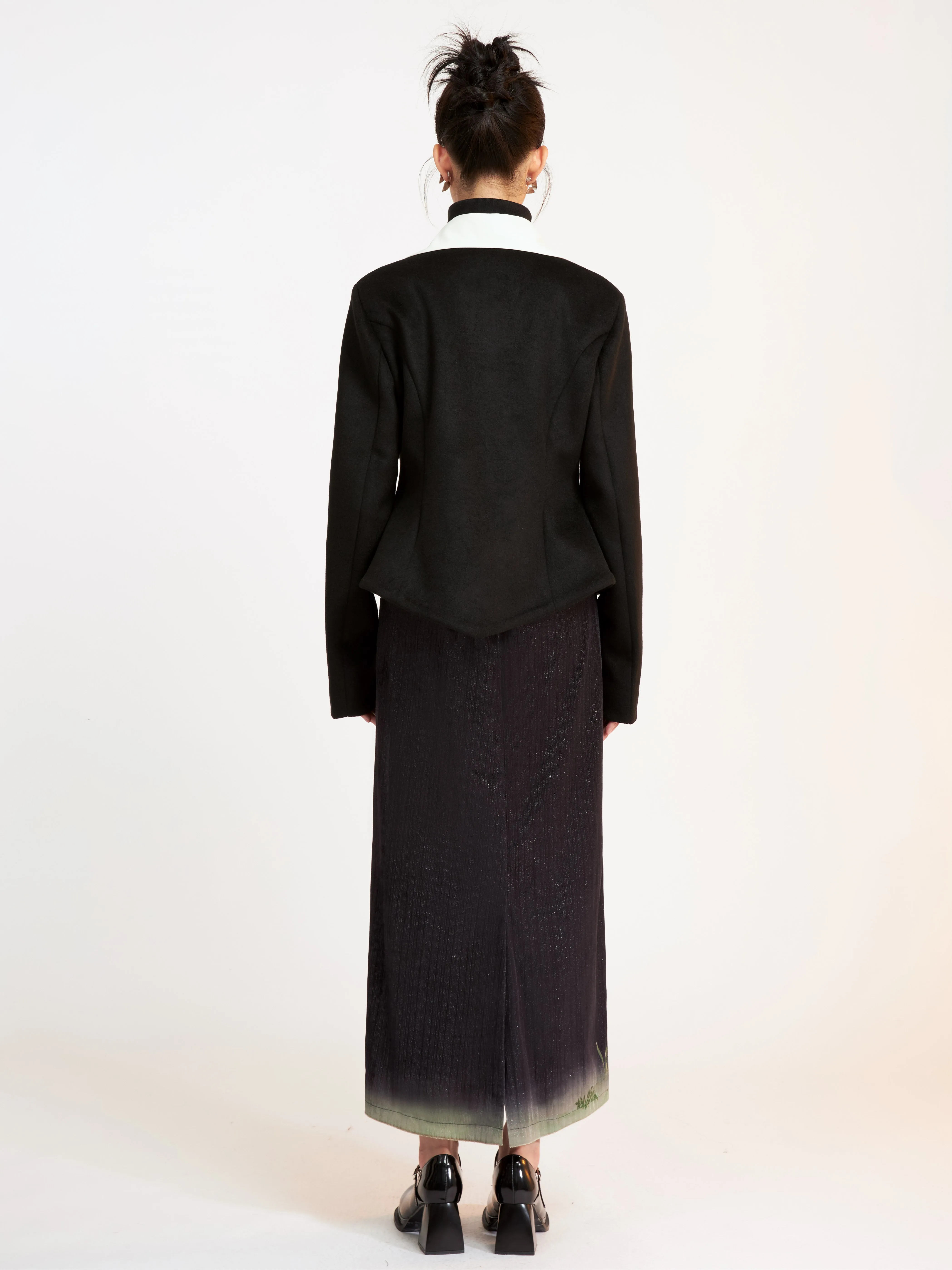 Crane Printed Velvet Skirt