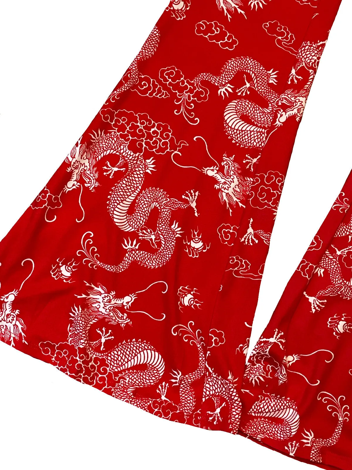 Crimson Dragon Flared Legging Pants