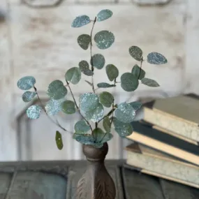 Crisp Air Eucalyptus Pick With Frost Effect, 14", Green With Glitter