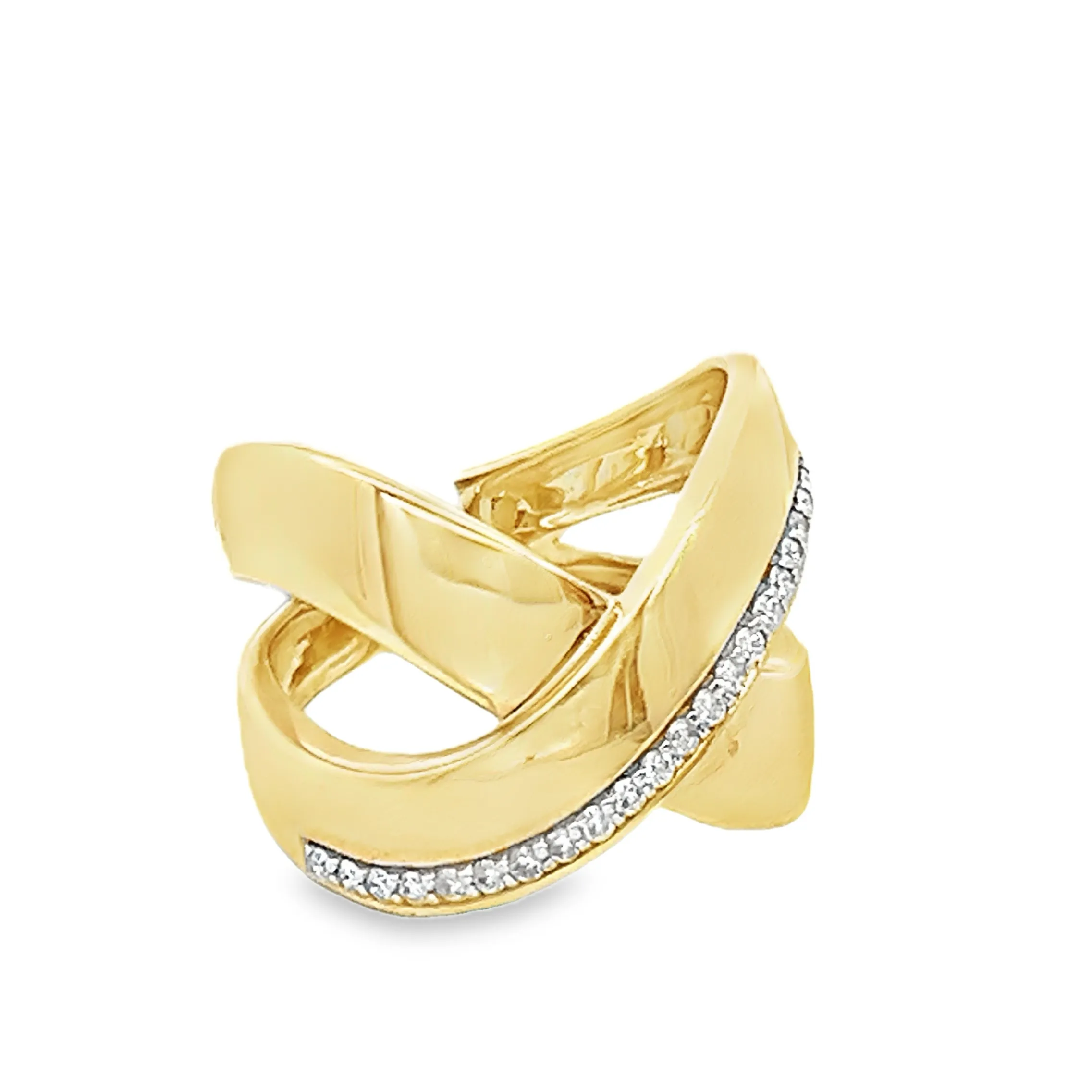 Cross-Cross Polished Fashion Ring