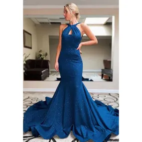 Cross Neck Cut Outs Backless Sparkly Long Prom Evening Dress