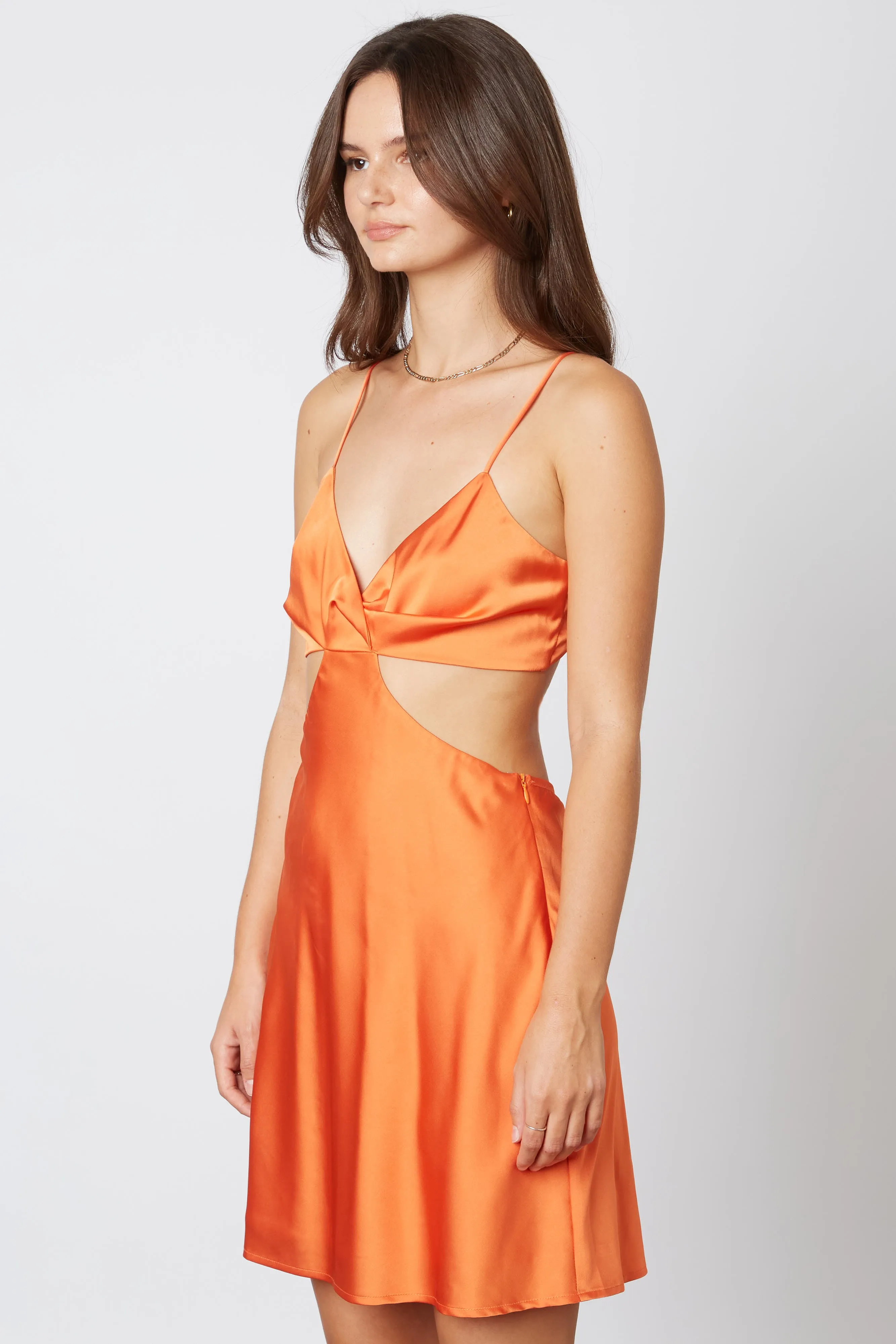 Cut Out Satin Mini Dress