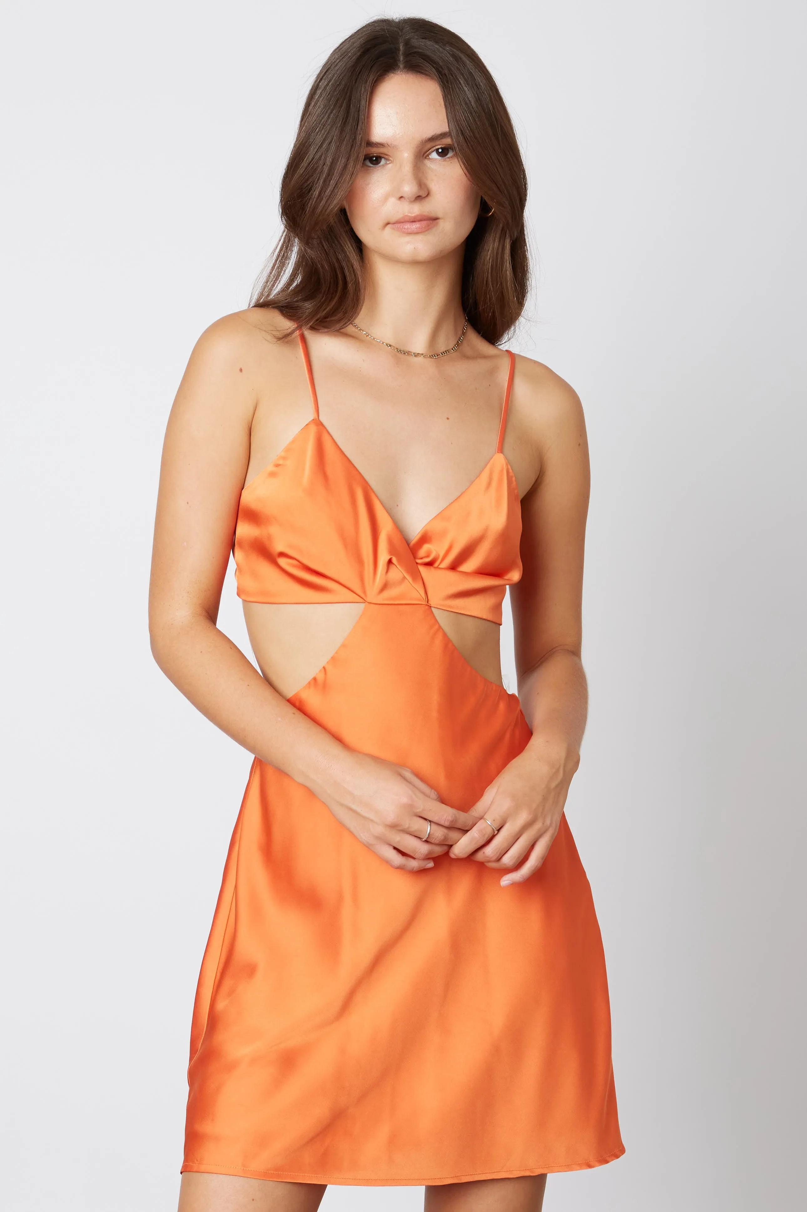 Cut Out Satin Mini Dress