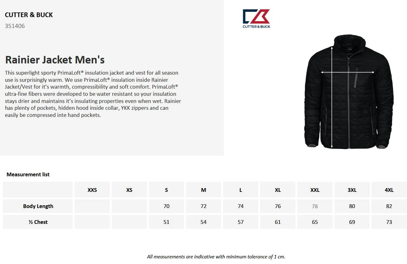 Cutter & Buck Rainier Men's Jacket | Lightweight Packable | Hood | Padded | 4 Colours | S-4XL