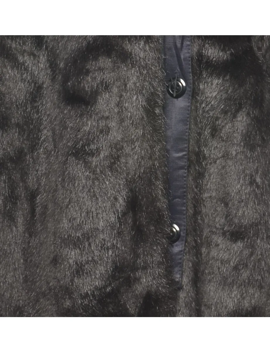 Dark Brown Faux Fur Coat - L