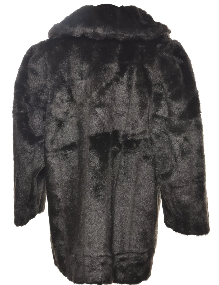 Dark Brown Faux Fur Coat - L